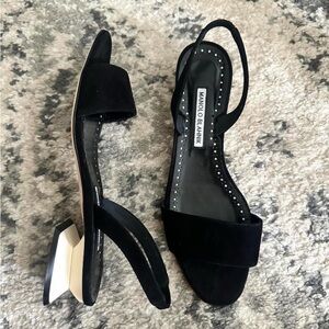 Manolo Blahnik Black Velvet Sandals